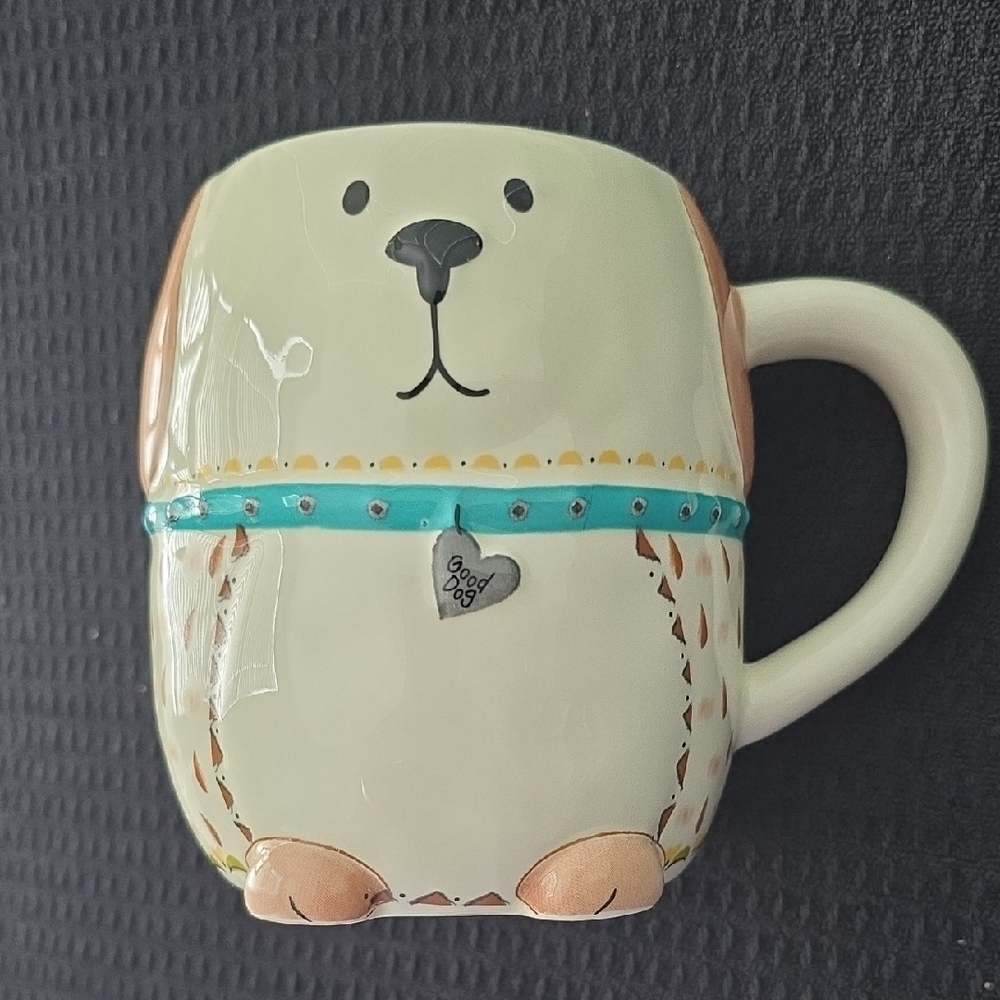 Natural Life Lucky the Dog Folk Art Coffee Mug
